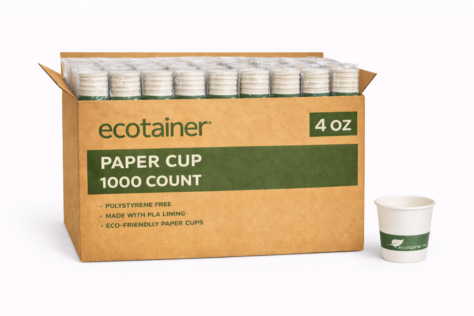 Ecotainer Paper Cup 4 oz - 1000 Count