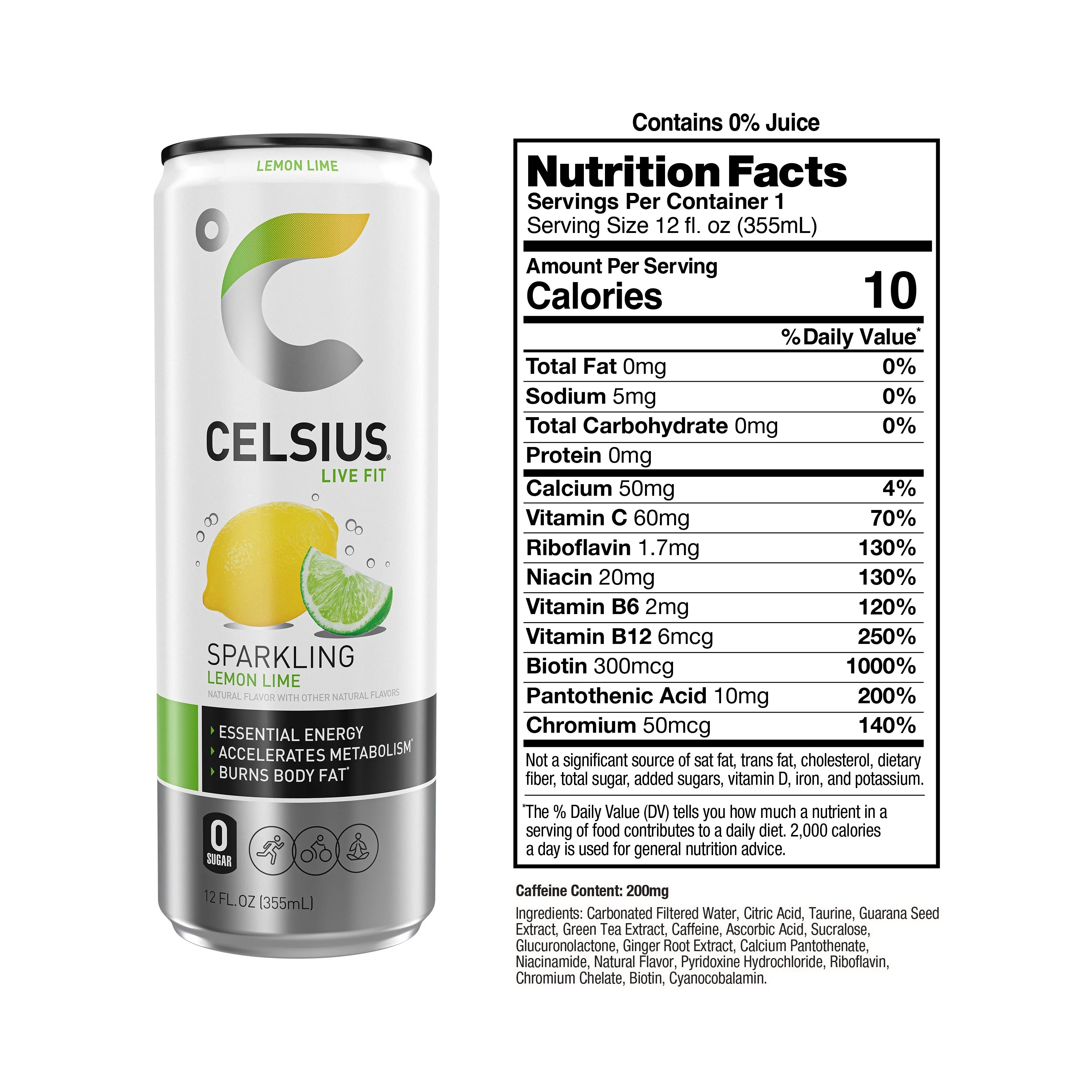 Celsius Lemon Lime 12 oz - 12 Count